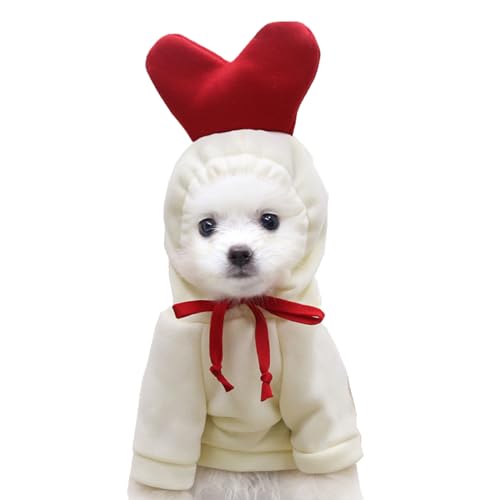 Hunde-Kapuzenpullover für kleine Hunde, Katzen, Welpen, Yorkie, Chihuahua, Zwergspitz, Größe S, weißes Herz