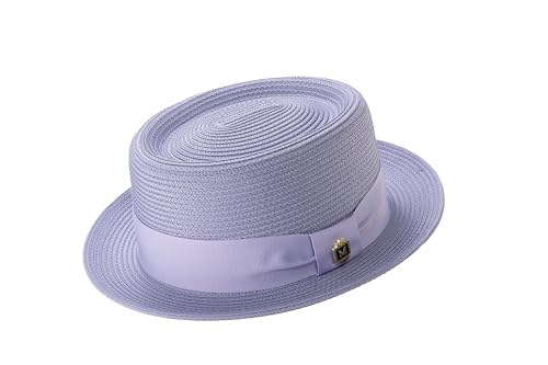 MONTIQUE Signature Ribbon Band Fedora Hat for Men | Fashionable & Elegant Design Porkpie Hat to Elevate Men’s Style | H-95 (US, Alpha, Large, Lilac)
