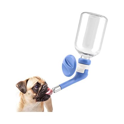 Andiker No-Drip Pet Water Dispenser,Dog Kennel Cage Water Bottle Drinker Kettle for Pets can be Raised and Lowered Drinking Water Feeding Water (Blue) Cover