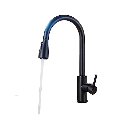 キッチン混合水栓、 キッチン蛇口 ステンレススチール 引き出し式 センサー タッチコントロール 温水 冷水 マルチカラー(Black B)