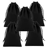 Cabilock 5pcs Black Flannel Drawstring Hair Dryer Pouch Set 15x20cm Multifunctional Storage Bags for Travel