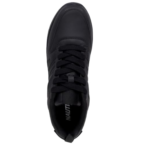 Nautica Men's Black Low-Top Fashion Sneakers – Lightweight Lace-Up Athletic Trainers for Walking, Basketball, and Everyday Style – Backshore4