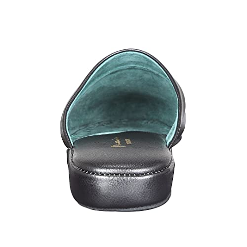 Pamir Men's Genuine Leather Scuff Slippers With Memory Foam Insole And Leather Outsole Size Us 12 Wide Width Black #TOP4