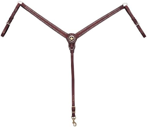 Weaver Leather Texas Star Tapered Ring-in-Center Breast Collar, Chestnut , Horse