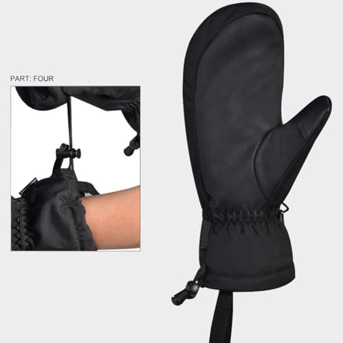 Moufles de ski thermiques et imperméables mixtes avec poche pratique - 7