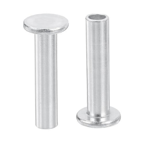 uxcell 50Pcs Semi Tubular Rivets, 8mm x 35mm Aluminum Round Flat Head Semi-Tubular Rivet Metal Stud Rivet for Industry Household Repairing Fastening, Silver
