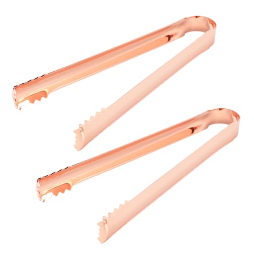 Garneck 2-piece Rose Gold Stainless Steel Ice Tongs for Dinnerware Bread Clip Serving Tong