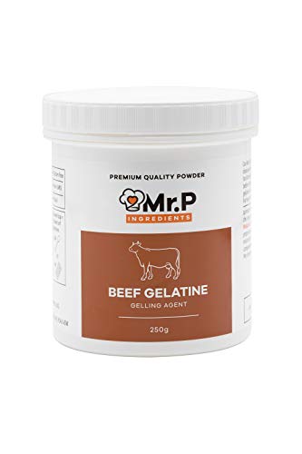 Mr.P Ingredients Gelatina di Manzo in Polvere 250g, Qualità Premium, Bloom 250, Ideale per Dessert di Gelatina Marshmallow, Gelatina in Polvere Halal, Gelatina Senza Zucchero, Senza Glutine, Senza OGM