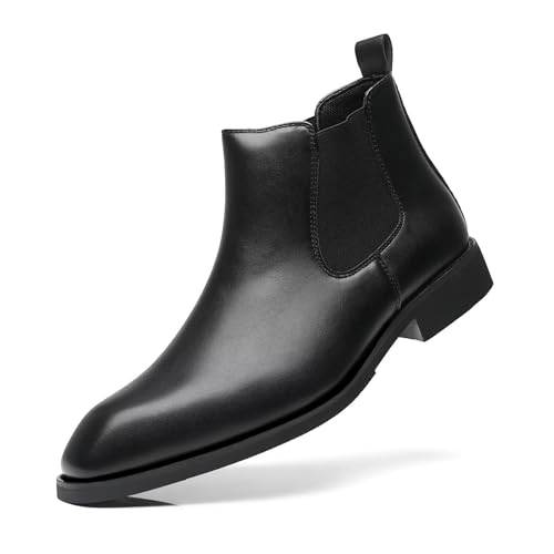 SANNAX Zapatos de Hombre Botas Chelsea Elegante vintage botas de tobillo de negocios de alto casual botas de hombre Mocasines Formales, Negro 1, EU 42.5