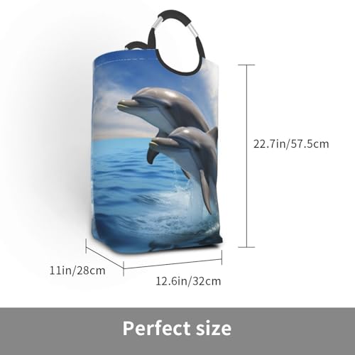 Panier à linge autonome pliable avec deux dauphins pour la chambre