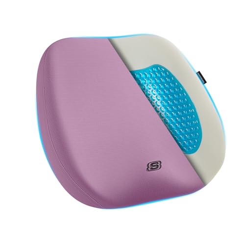 Image of Skechers Seat Cushion Premium Gel & Memory Foam-Office Chair Cushion for Tailbone Pain Relief,Butt Pillow for Office Chair,Car seat Cushion,Long Sitting Office Workers,and Car Drivers,Purple