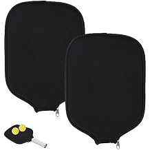 2pcs Neoprene Pickleball Paddle Covers, Universal 8.6 x 12.2 inch, USAPA Standard & Elongated Paddles Neoprene Sleeve Fits Most Pickleball Paddles Black