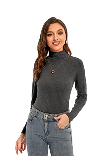 Image of Womens Long Sleeve Turtleneck T-Shirts Casual Lightweight Slim Fit Cozy Base Layer Top
