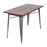 THINIA HOME Mesa de Comedor Industrial Rectangular de Madera y Acero 120x60x76cm
