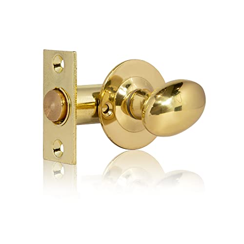 XFORT Rack Bolt Security Kit in Polished Brass, Oval Turn Knob with 55mm Rack Bolt. Extra Security As an Additional Lock