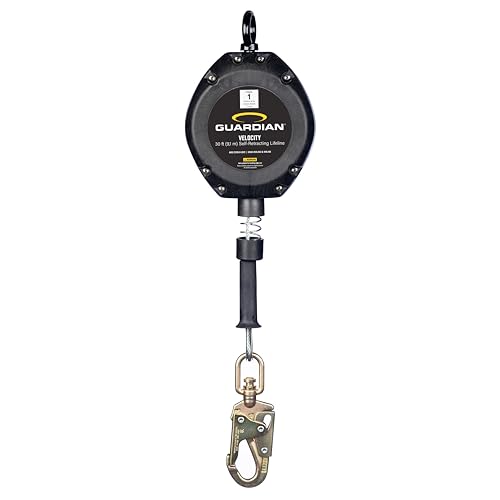 Image of Guardian 42002 Velocity Class 1 Cable Self-Retracting Lifeline (SRL) with Carabiner | 30 ft | Class 1 | ANSI and OSHA Compliant