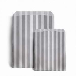 Truly Sweet Candy 50 Kraft Paper Bags 5" x 7" (29 Styles) Sweet/Gift/Counter Food Bags (Silver/Grey Candy Stripe) — image 1