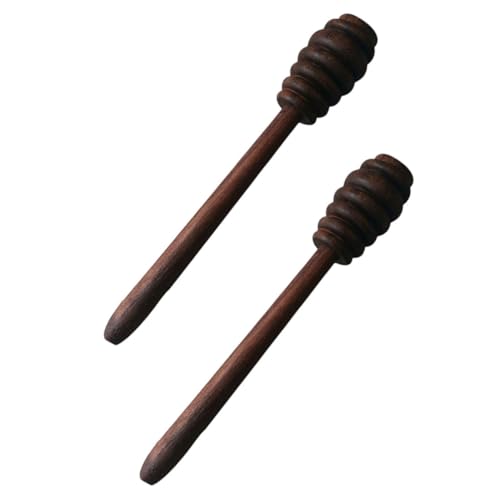Zerodeko 2 Piezas Palitos de Madera para Miel Varillas de Agitación con Diseño Anillo para Mejor Adherencia y Portátiles para Cocina y Café Reutilizable