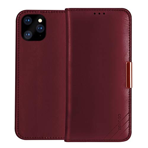 Housse cuir iPhone 11 Pro antichoc avec porte-carte et support rouge