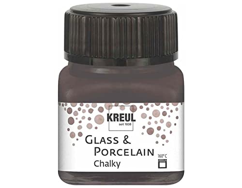 KREUL 16644 - Vidrio y Porcelana Chalky Gris Volcánico, 20 ml vidrio, suave - pintura mate al agua para vidrio y porcelana, de secado rápido, opaca