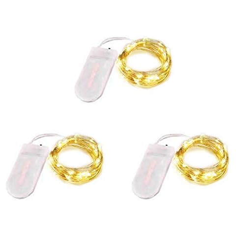 3 Pack Fairy Lights Battery Operated 6.6ft 20 Led Mini String Lights Silver Wire Starry Lights for DIY Wedding Party Festival Halloween Christmas (Warm White) Cover