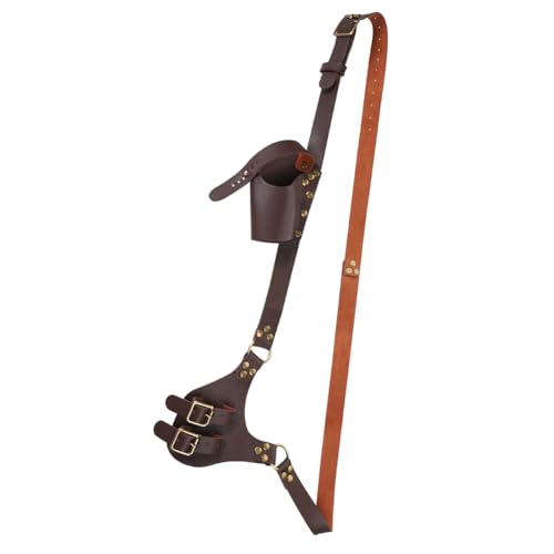 Medieval Sword Frog Leather Knight Sword Holster Knife Shoulder Strap Dagger Sheath for Warrior Pirate Cosplay Costume Halloween Prop