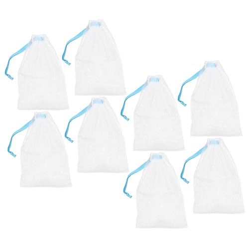 SAFIGLE 8pcs Foaming Nets for Facial Cleansing Multipurpose Soap Bags for Travel Home Use Efficient Soap Pouches for All Skin Types Sky Blue