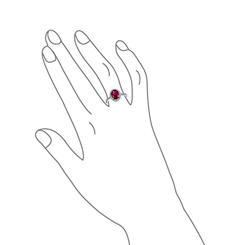 Anillo de compromiso ovalado Bling Jewelry de plata con granate rojo simulado 3