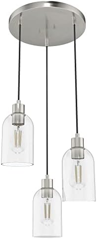 Hunter - Lochemeade 3-light Brushed Nickel, Small Cluster Light, Dimmable, Modern Style, Round Shaped, for Bedrooms, Kitchens, Dining, Living Rooms - 19718
