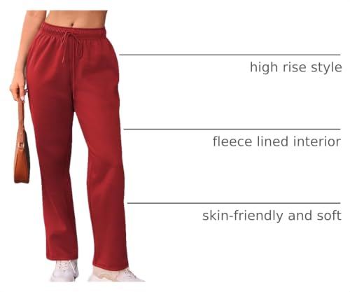 Image of AUTOMET Women's Straight Leg Sweatpants Fleece Lounge Pants | Fall Athletic Joggers with Pockets,Lightweight Soft Sweat Pants, Casual Gym Workout Pants
