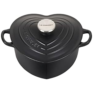Le Creuset Signature Enameled Cast Iron Figural Heart Cocotte, 2 Quart, Licorice with Stainless Steel Knob