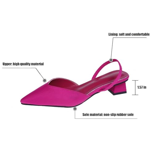 Women's Closed Pointed Toe Mules Sandal,Slingback Slip On Wedding Dress Pumps Fashion Chunky Heels Dress Shoes3