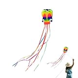 Octopus Kite bunt, riesige Lenkdrachen mit einfachen Flugblättern – Riesiger Oktopusdrachen mit langen Schwänzen, Familienspiele auf Reisen am Strand, faltbar, tragbar für Kinder, Jungen, Ba