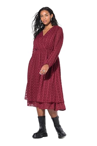 Studio Untold Femme Grandes Tailles Robe midi Coupe trapèze, en Mousseline à Losanges Rouge vin 50+ 844070344-50+