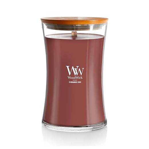 Woodwick Hourglass Vela Aromática en Tarro Grande, Rojo (Cinnamon Chai), 610g
