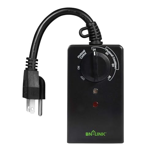 BN-LINK Outdoor 24-Hour Timer with Photocell Sensor, Waterproof, 2 Grounded Outlets for Home and Garden, Black
