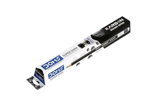 Image of Doms Black Dooms Karbon R /T Super Dark Pencil Pack Of 10 With Erasner (Sharpner+Eraser)