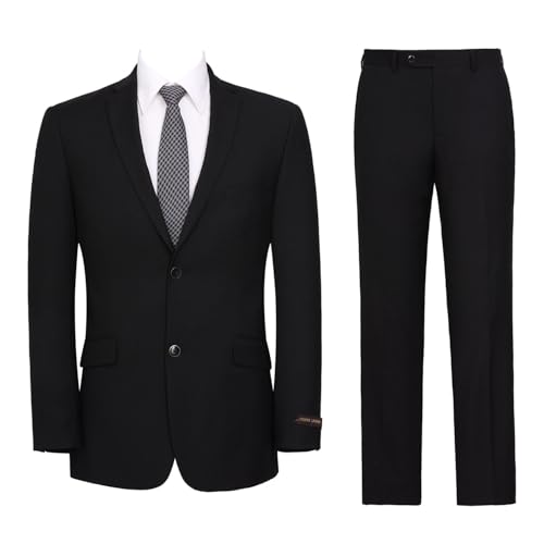 Men's 2 Piece Slim Fit Suit Elegant Two Button Blazer & Pant Set for Business or Wedding