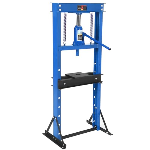 12 Ton Hydraulic Press, Heavy-Duty Adjustable h-Frame Garage Floor Shop Press with Stamping Plates to Straighten Bend or Press Parts, for Straightenin