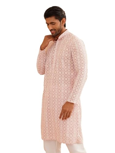 Sojanya (Since 1958 Men'S Ethnic Motifs Embroidered Regular Thread Work Cotton Long Kurta