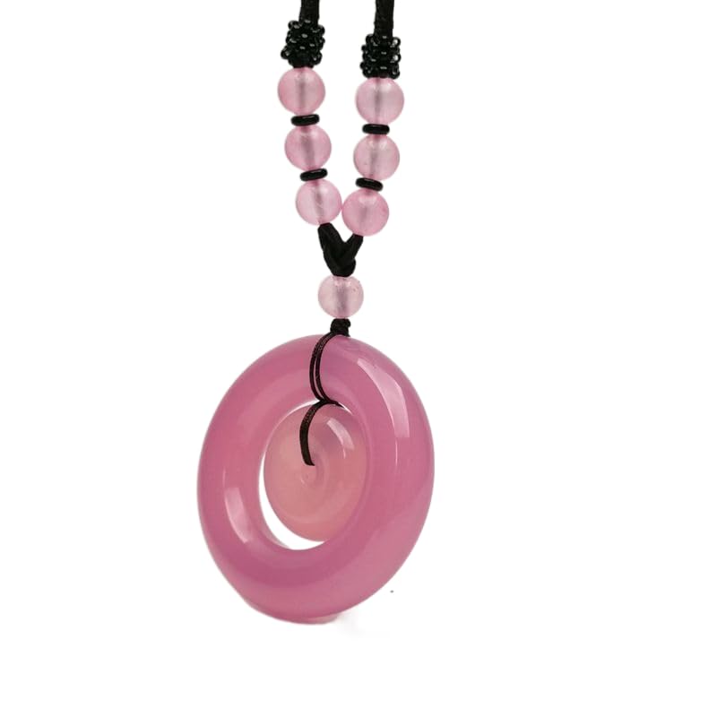 Colliers pour femmes en jade véritable et pendentif anneau de paix en agate