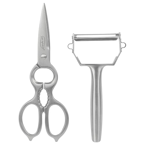 San Ignacio Vitoria - Set di 2 utensili cucina 1 forbici 20,5 cm + Peter 16 cm - Prodotto in acciaio inossidabile - finitura Matt ultra resistente - facile da lavare e per un utensile a vita
