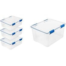 IRIS USA 27 Quart 3 Pack and 44 Quart 2 Pack WeatherPro Storage Boxes with Airtight Seal Lids