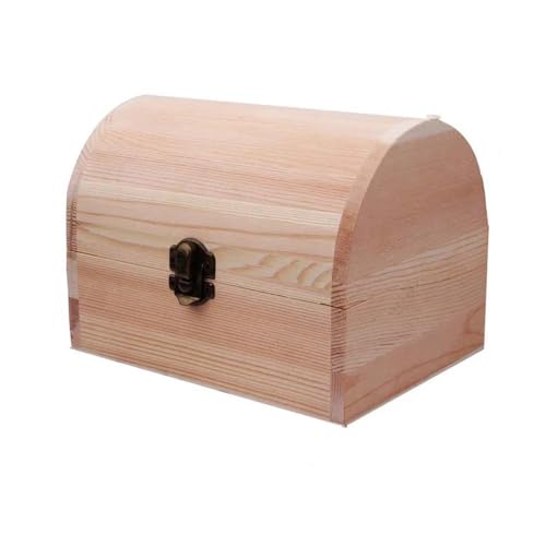 PASPRT Joyero Viaje Cajas Organizadoras Caja Madera Decorativa Lisa Pequeña/grande Almacenamiento Boda Madera Arqueada Con Bisagras Regalo Joyería Recuerdo Pino Joyeros Mujer Organizador(M)