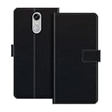 ESACMOT Leder-Wallet-Hülle Kompatibel mit Bluboo Maya Max Klapphülle mit Kartenfach & Ständer, Magnetverschluss, Stoßfeste Folio-Hülle im bunten Stil (Schwarz)