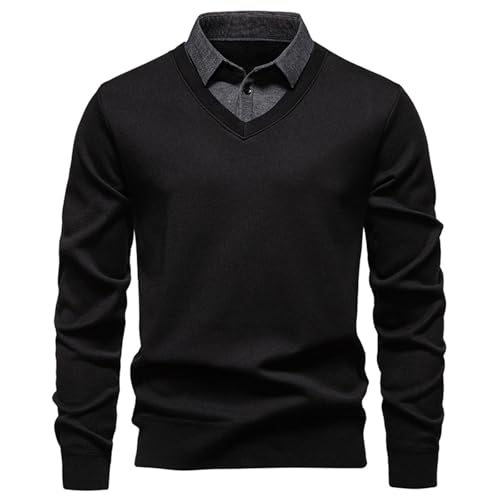 Jersey de trabajo hombre con cuello camisa abrigo de punto elegante manga larga para invierno