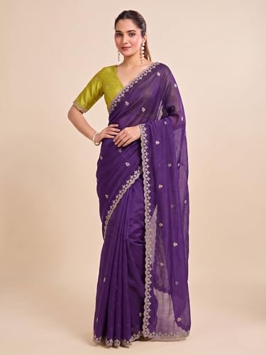 Image of Women's Chiffon Saree with Unstitched Blouse Piece
