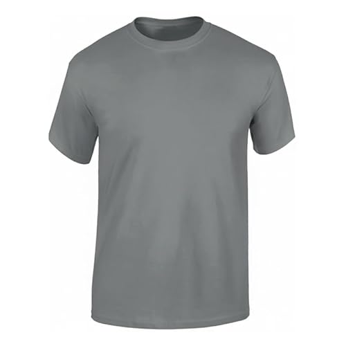 R&N FASHIONS Unisex Casual T-Shirt – Short Sleeve Round Neck, Soft Cotton-Poly Blend, Plain Pull-On Tee for Everyday Wear & Layering(Steel Grey,S)