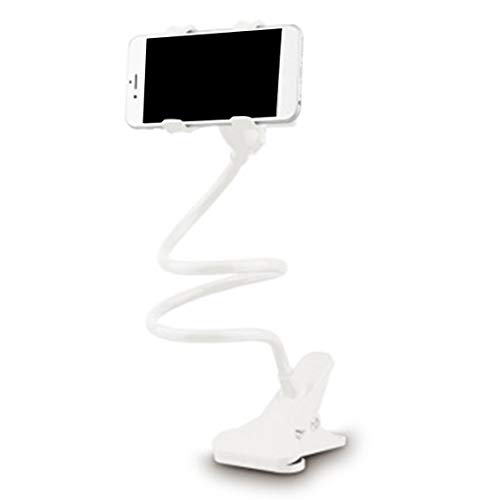 Libertroy Soporte Flexible para teléfono móvil con Clip de rotación 360 Soporte para Escritorio con Soporte para Cama Perezosa Soporte para Clip para teléfono - Blanco
