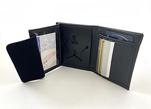 Perfect Fit Shield Wallets 5 Point Star Florida Sheriff Five-Point Star Badge Style Hidden Badge Wallet Leather (Cutout PF-185) Black3